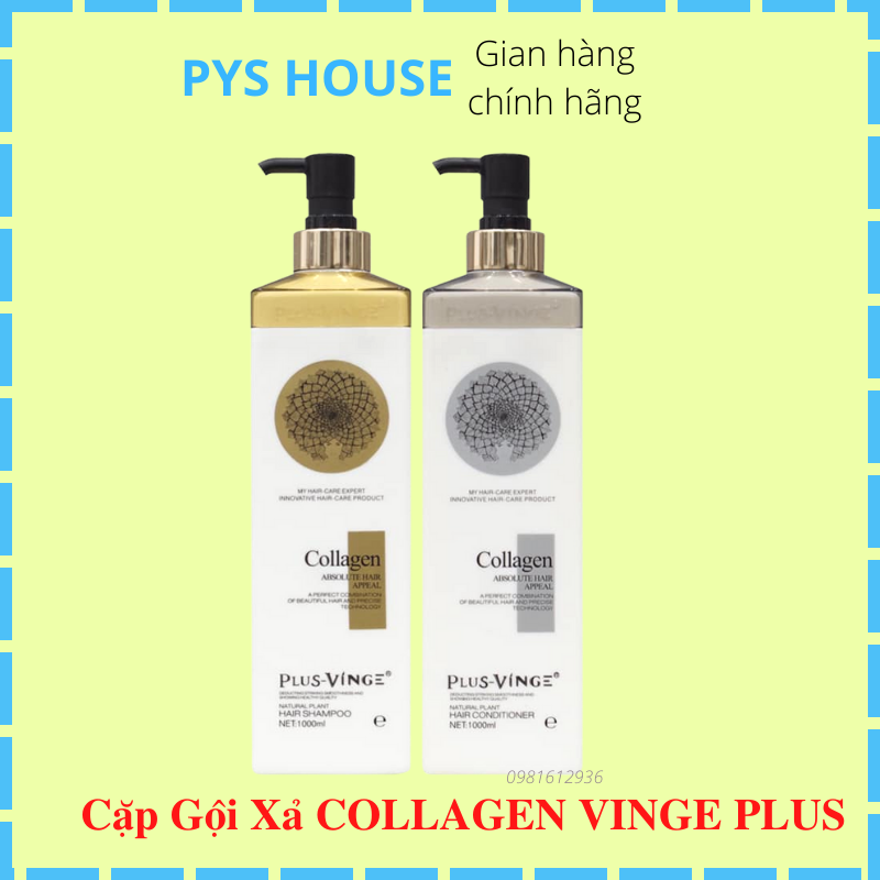 Dầu gội xả phục hồi kích mọc tóc vinge collagen hàng auth 1000mlx2