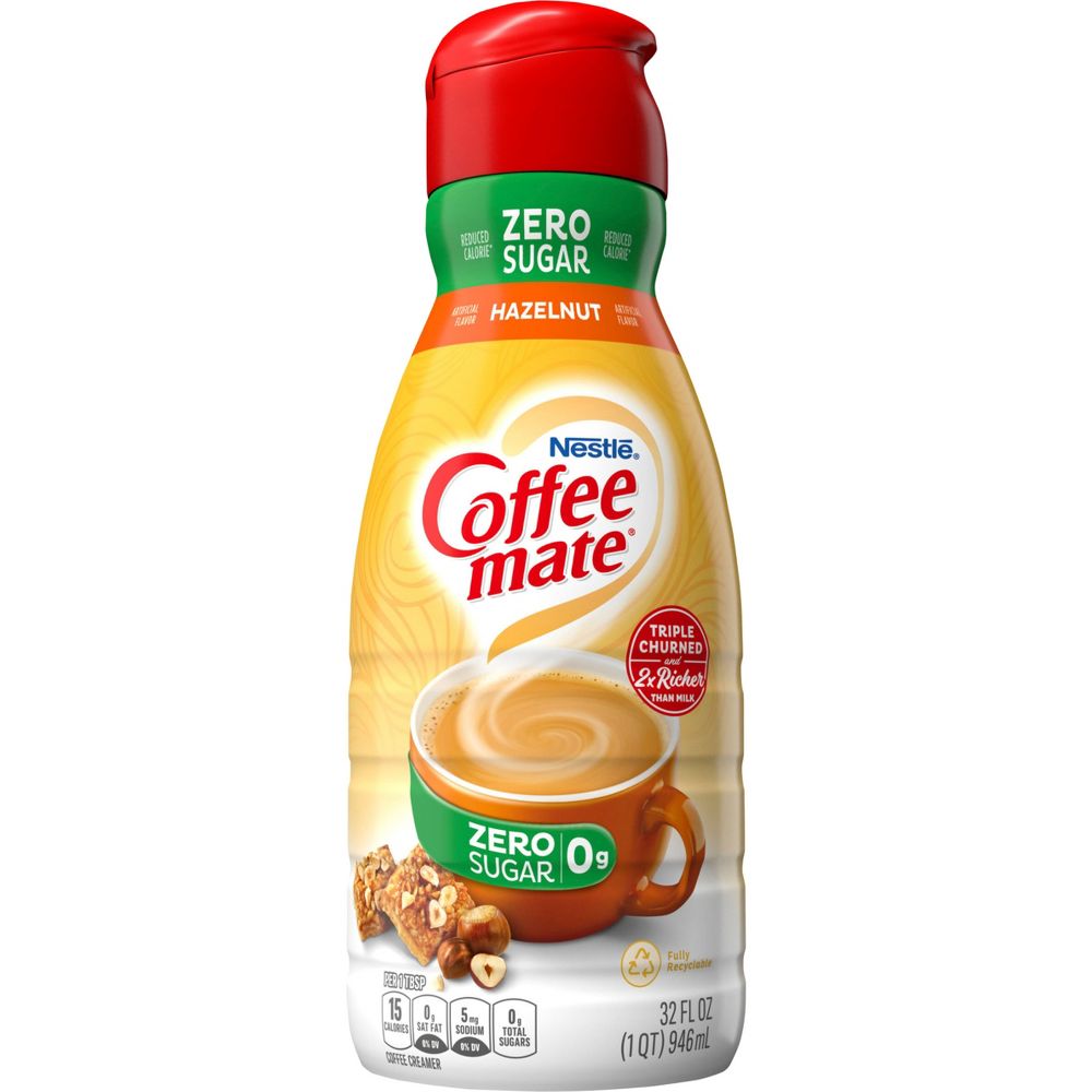 KEM SỮA HAZELNUT KHÔNG ĐƯỜNG - ÍT CALO Nestle Coffee Mate Liquid Coffee Creamer, Zero Sugar, Reduced Calorie, 946ml (32 oz)
