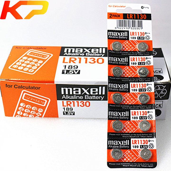 Pin maxell lr1130 - 189 - ag10 alkaline - vỉ 10 viên