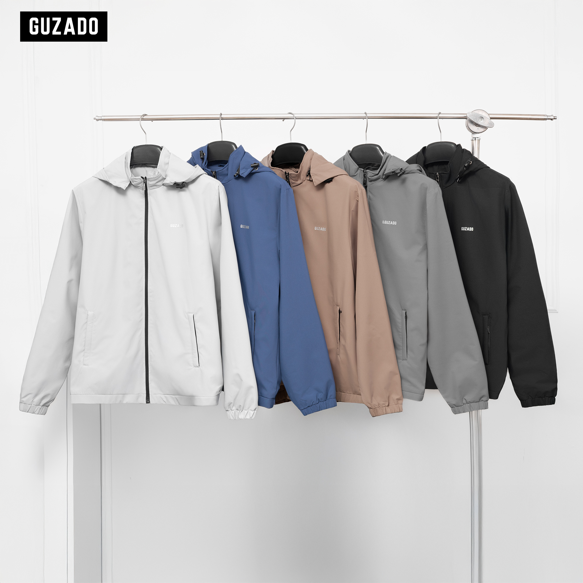 Áo Khoác Gió Nam GUZADO Với 5 Màu Trẻ Trung Năng Động, Thiết Kế 2 Lớp Gió Cao Cấp Chống Gió, Chống Nước Nhẹ, Giữ Nhiệt Hiệu Quả GAG15