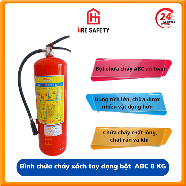 Bình chữa cháy, bình cứu hỏa xách tay dạng bột ABC 8kg MFZL8