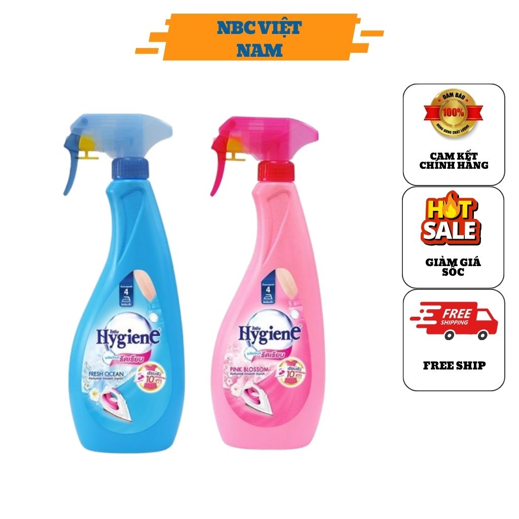 Xịt thơm quần áo hygiene nước xịt vải ủi đồ khử mùi ẩm mốc chai 550ml