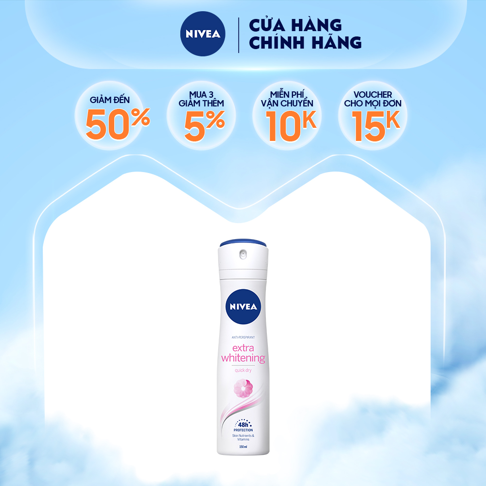 Xịt khử mùi nữ Nivea Extra Whitening Spray 150ml - 82967