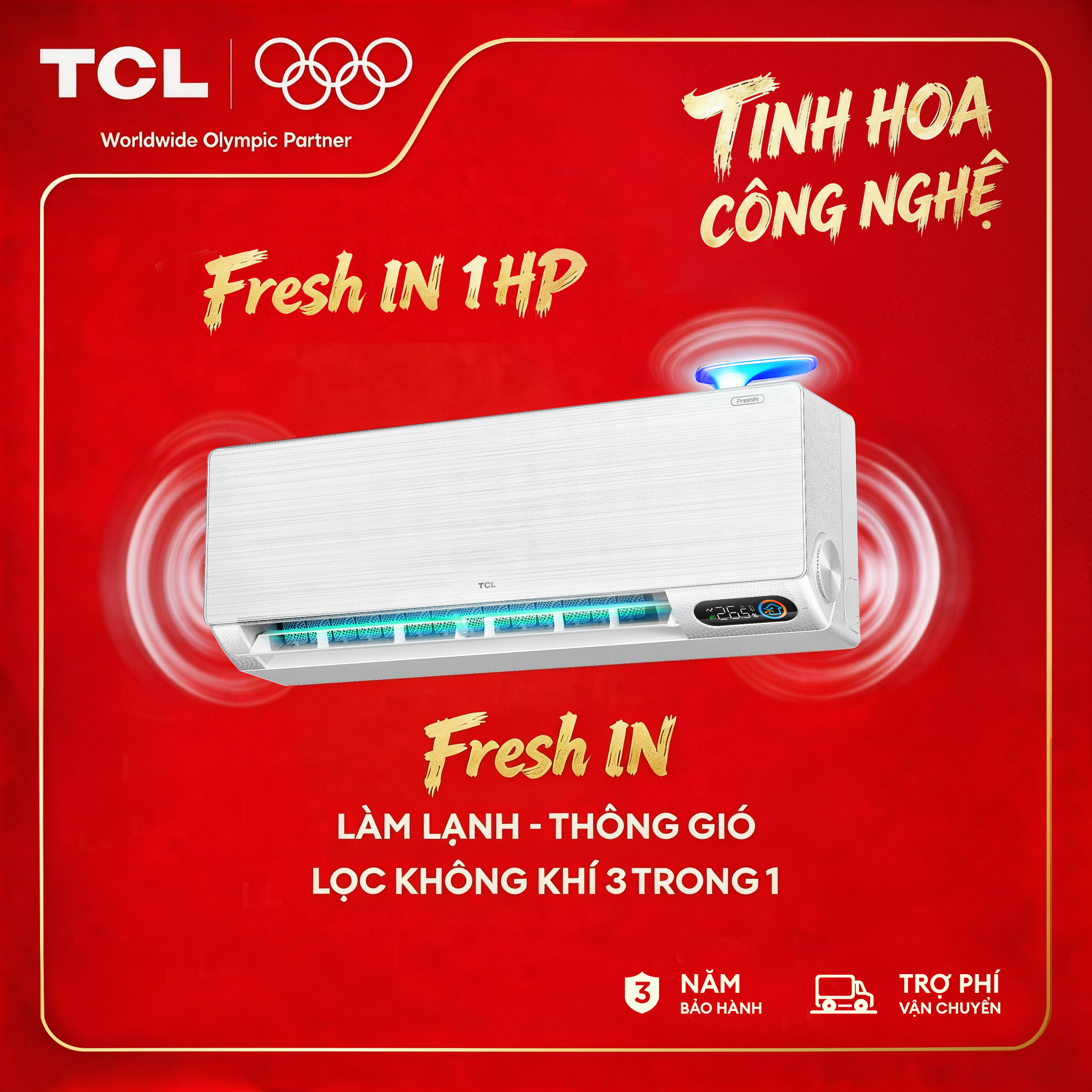 【Miễn Phí Lắp Đặt Cơ Bản Nội Thành HCM - HN】【FRESH IN 2.0 - CAO CẤP】Máy Lạnh 1 Ngựa - TCL TAC-10CSD/FBI - Lọc Khí Tươi 2 Chiều Trực Tiếp - Lọc bụi mịn PM2.5 - Smart Inverter tiết kiệm điện - Bảo Hành 12 Năm Máy Nén