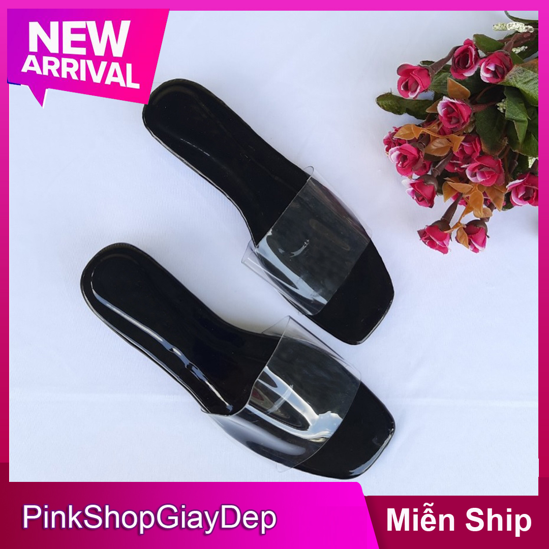 Dép cao gót 2 phân PinkShopGiayDep gót vuông quai trong xinh xắn G2QT