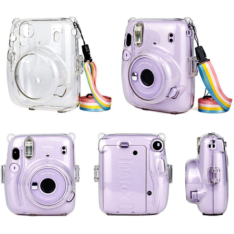 Crystal Camera Case Protective Clear Case with Adjustable Rainbow Strap for Fujifilm Instax Mini 11 Cameras Accessories 4