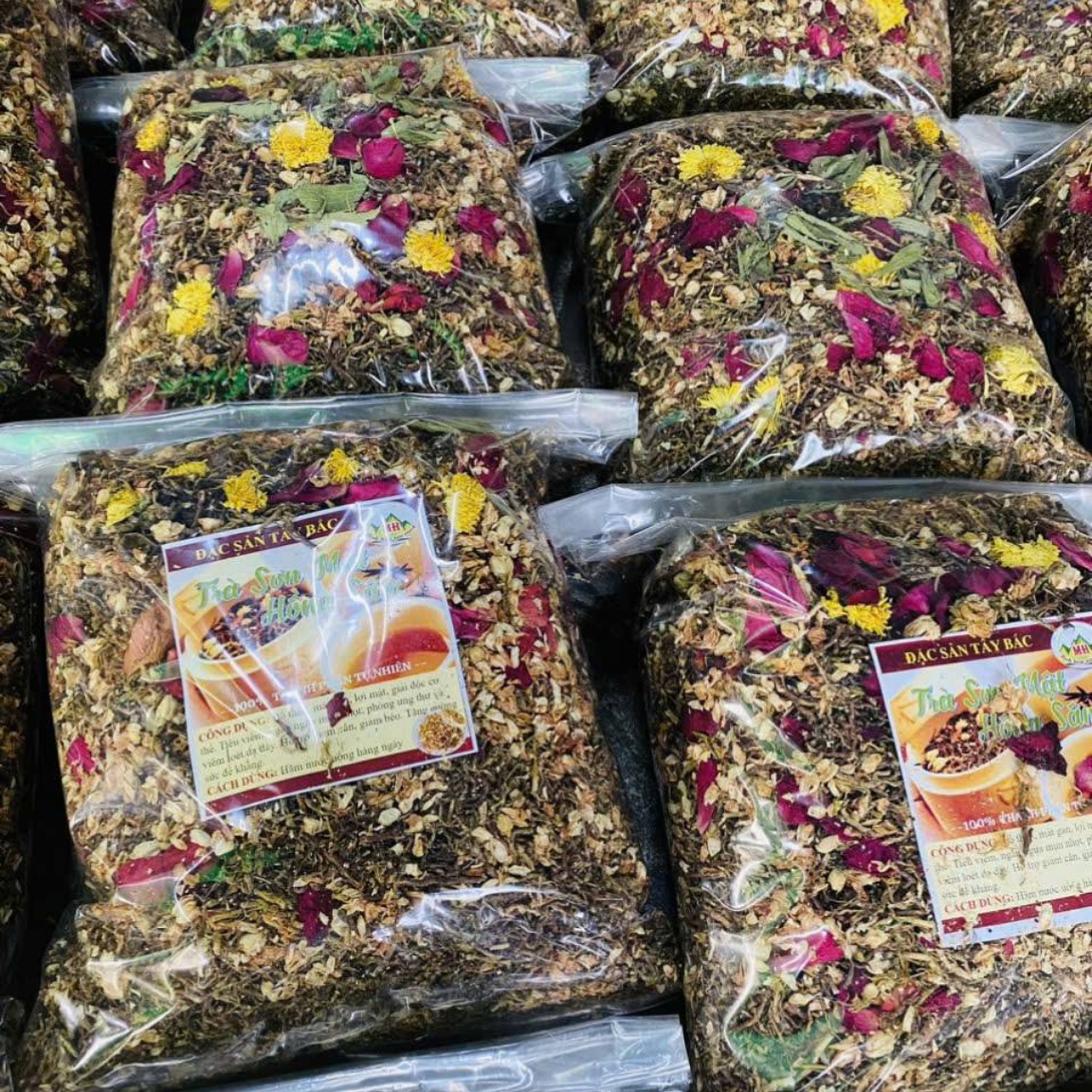 (1kg) Trà sơn mật hồng sâm sapa loại 1 mix hoa nhài, cỏ ngọt, hoa cúc vàng, cánh hoa hồng