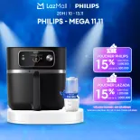 Nồi Chiên Philips 7000 Series Xxl HD9880/90 - Công Nghệ Mới Rapid Combi Air - Phụ Kiện Nhiệt Kế Thực Phẩm - Size Xxl Dung Tích 8.3L Vừa Gà 2Kg - 2200W - Màn Hình Led-Kết Nối