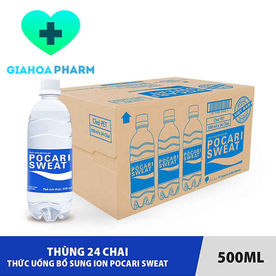 Pocari Sweat - Thức uống bù nước, khoáng, ion, điện giải, mất nước do vận động thể thao, tiêu chảy - Thùng 24 chai 500ml