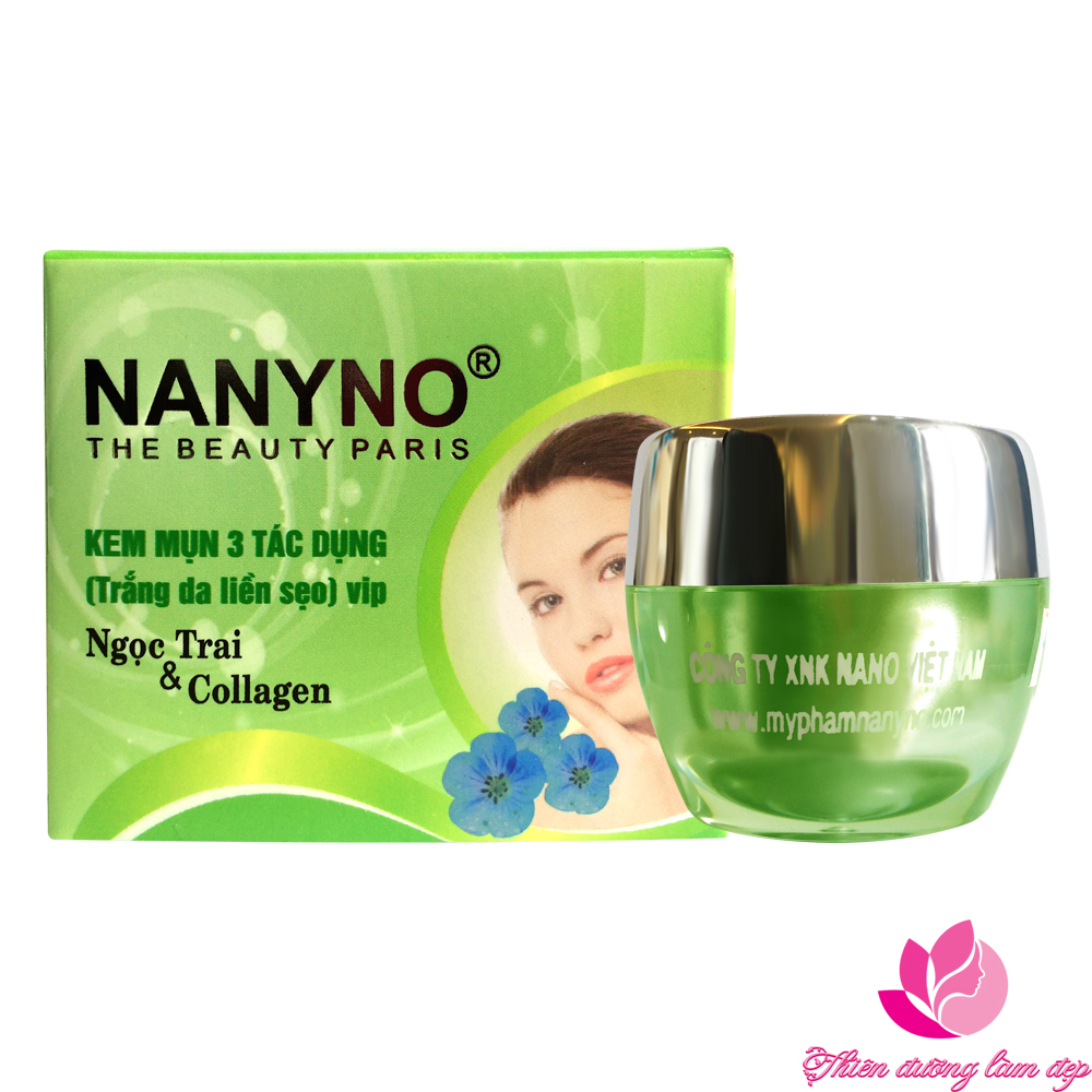 Kem Nanyno mụn 3 tác dụng Trắng da Liền sẹo Vip Ngọc Trai và Collagen 22g