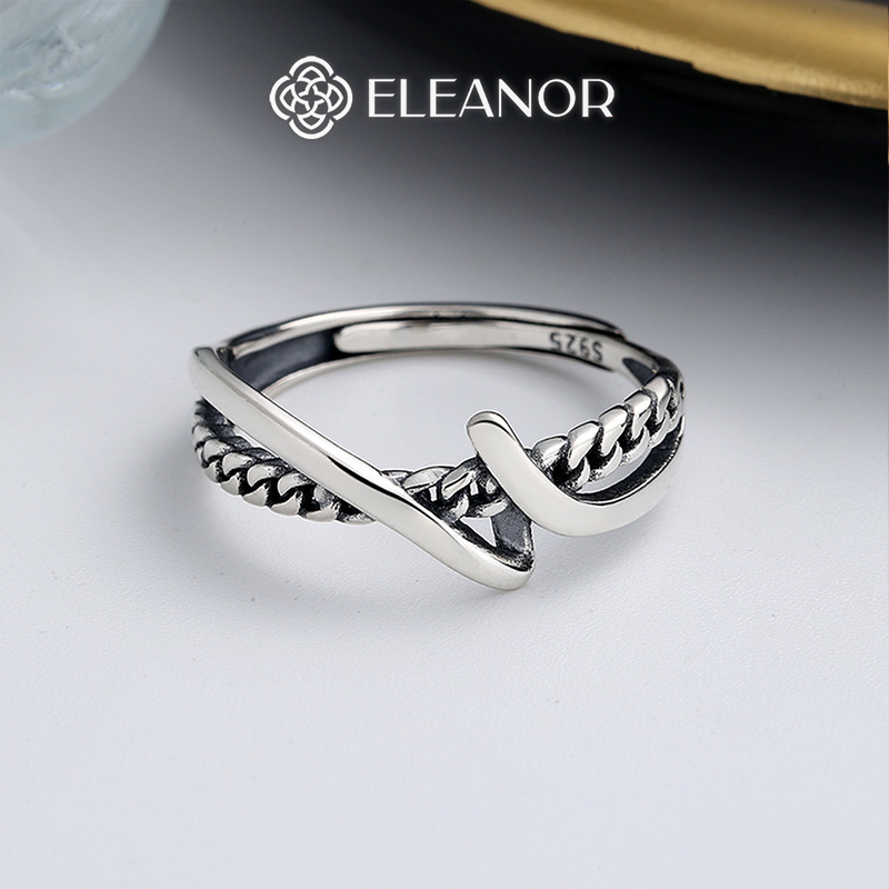 Nhẫn nữ bạc 925 Eleanor Accessories nhẫn dây chéo phong cách retro phụ kiện trang sức 6610