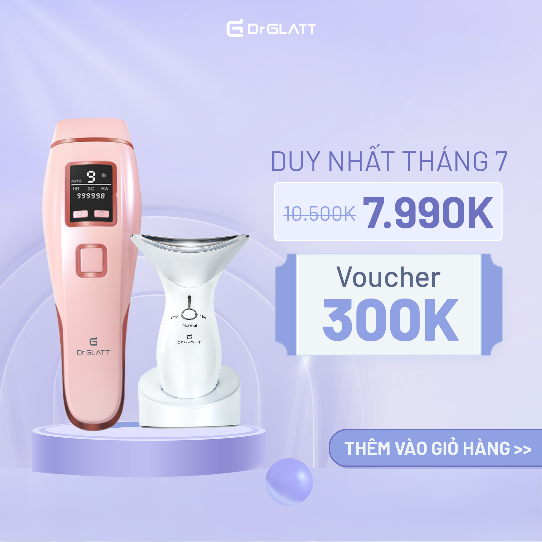 [25-27.07-HOÀN TIỀN 12%-VOUCHER 300K] Set Máy Triệt Lông Băng Lạnh Trẻ Hóa Da Tại Nhà, Máy Nâng Cơ Mặt - triệt lông vĩnh viễn, chống nhăn, tăng sinh collagen DR GLATT