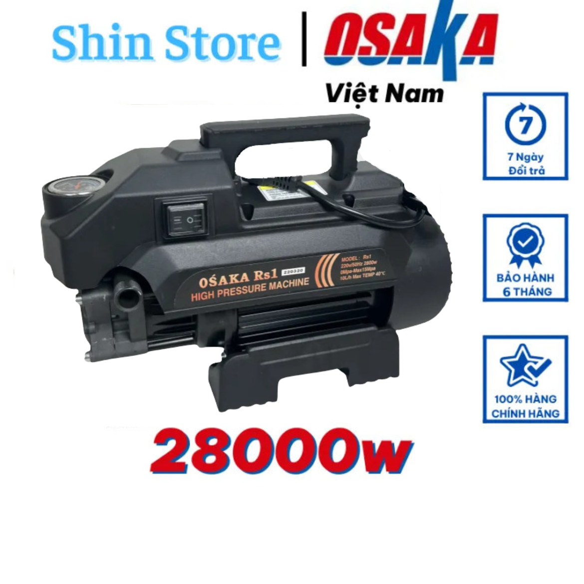 Máy rửa xe mini, máy rửa xe osaka rs1 2800w -shinstore