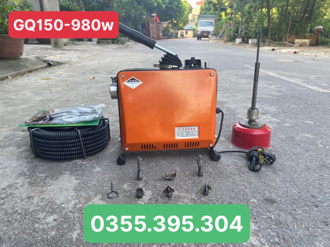 Máy thông cống gq150z công suất 980w. máy thông tối đa 40 mét đường ống và đi qua được nhiều khúc cua