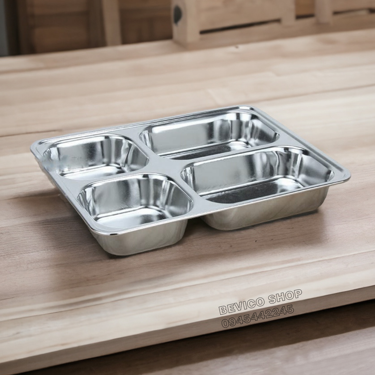 Khay inox 4 ngăn sâu lòng