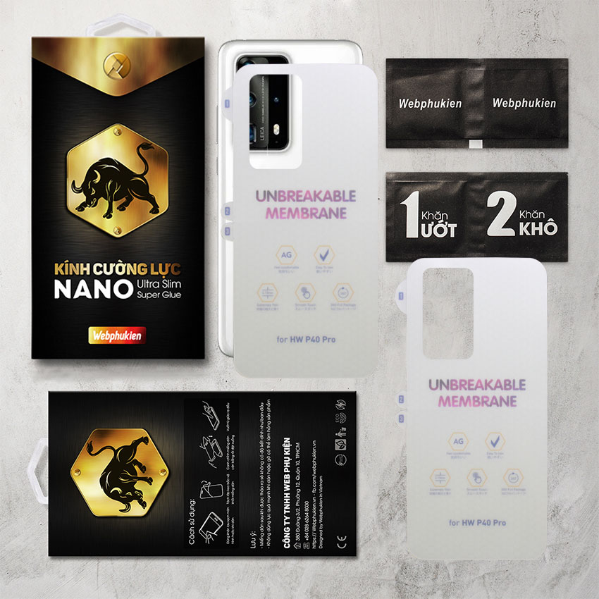 Miếng dán dẻo PPF cho Huawei P40 Pro Full hiệu Webphukien - Mặt sau