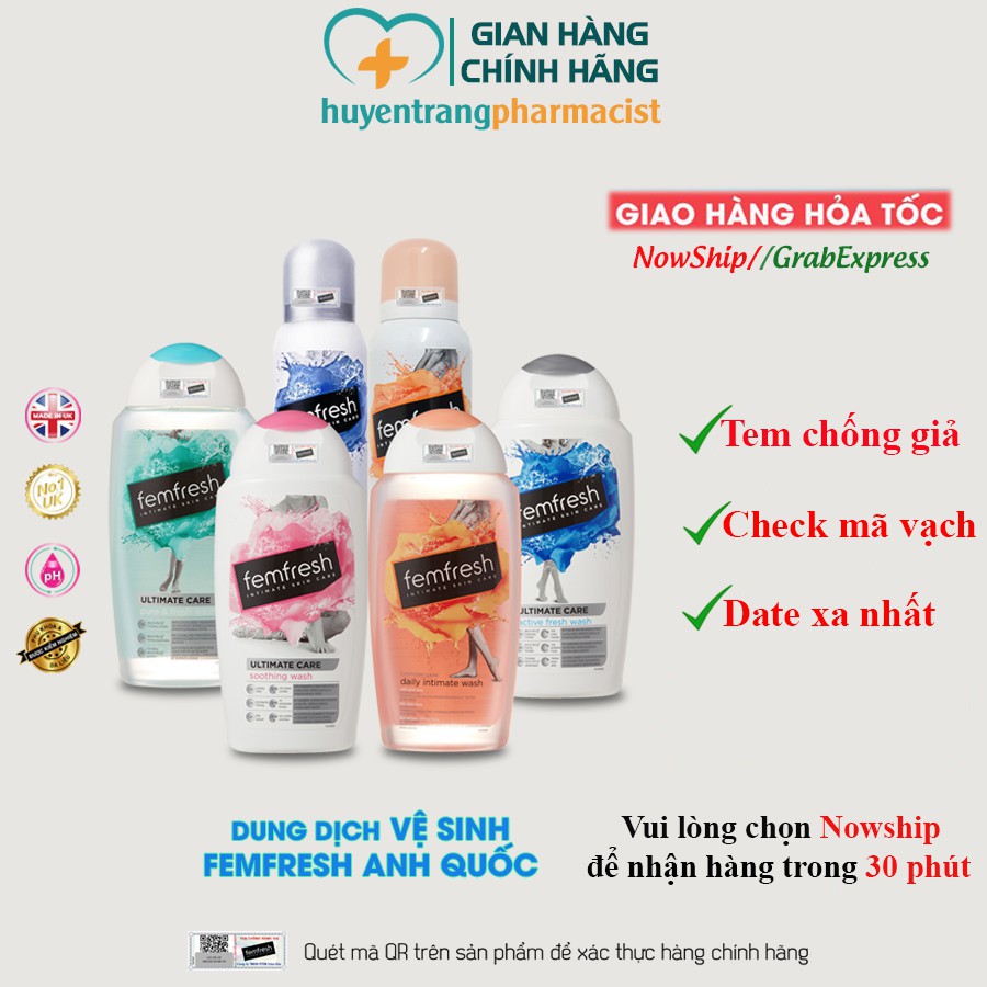 [Chính hãng] Dung dịch vệ sinh phụ nữ cao cấp UK Femfresh Daily Intimate Wash 250ml