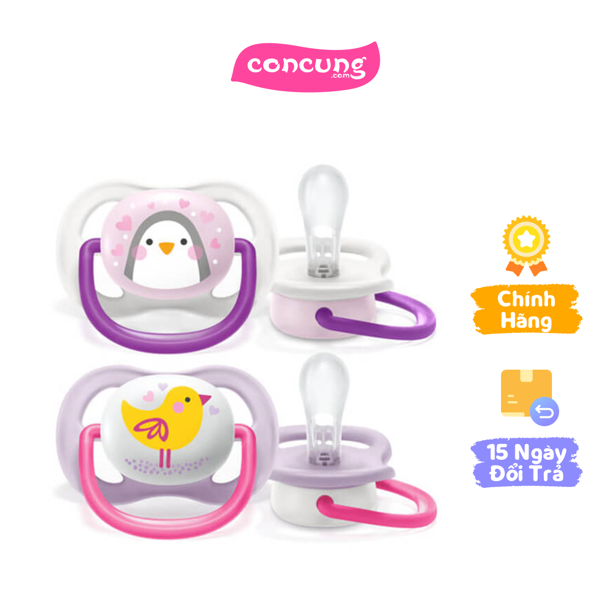 Ty ngậm Philips Avent ultra air hình thú 0-6M (SCF080/06, vỉ đôi)