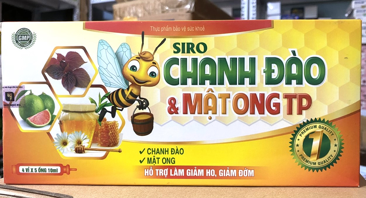 Siro Chanh đào mật ong TP  Siro ong vàng gói giảm ho, giảm viêm họng hết khò khòe