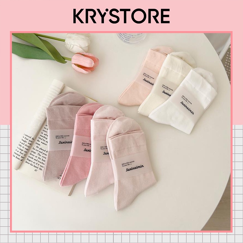 Tất trơn Basic màu pastel chất mịn đẹp Krystore TC37