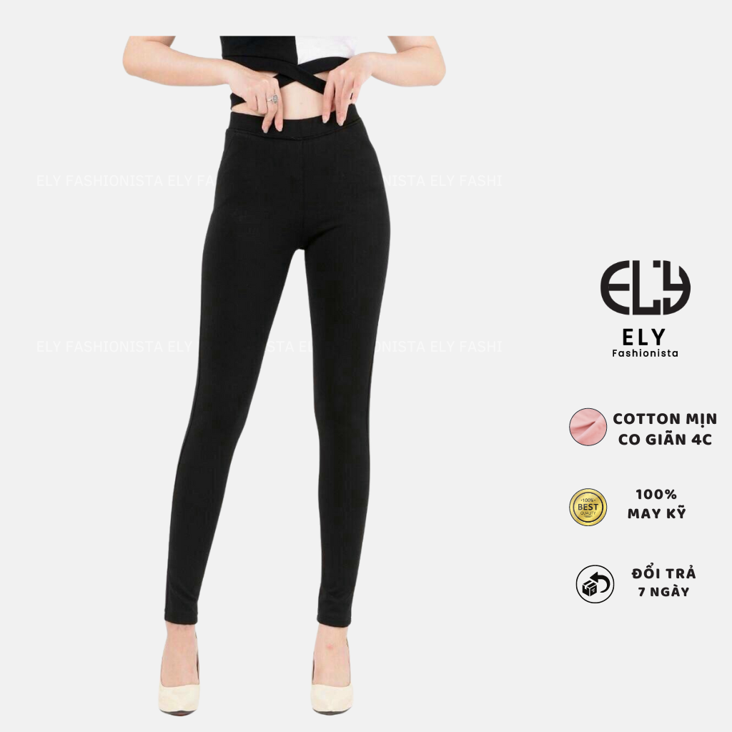 Quần legging nữ dài lưng cạp cao giữ nhiệt leggin thun ôm bó chất vải dày dặn bigsize ELY238