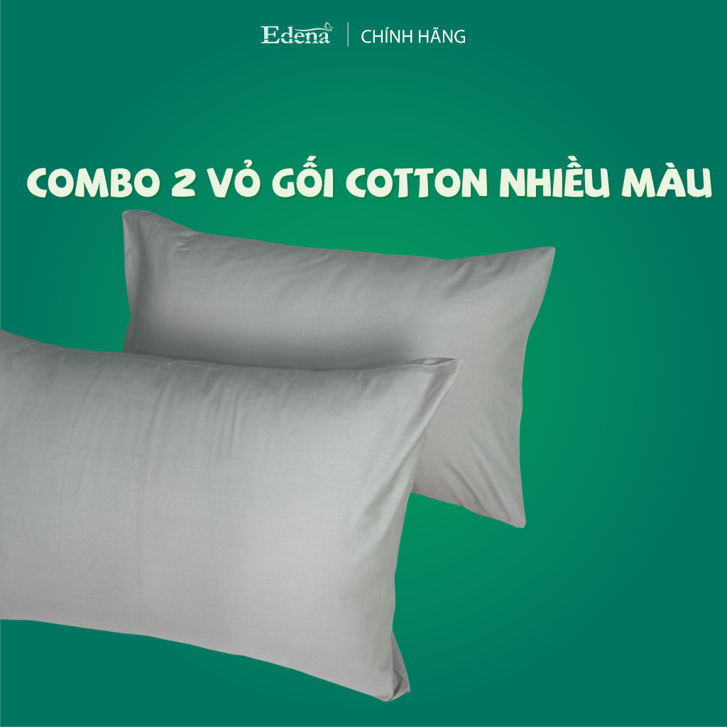 Combo 2 vỏ gối Cotton Edena nhiều màu 45 x 65 cm