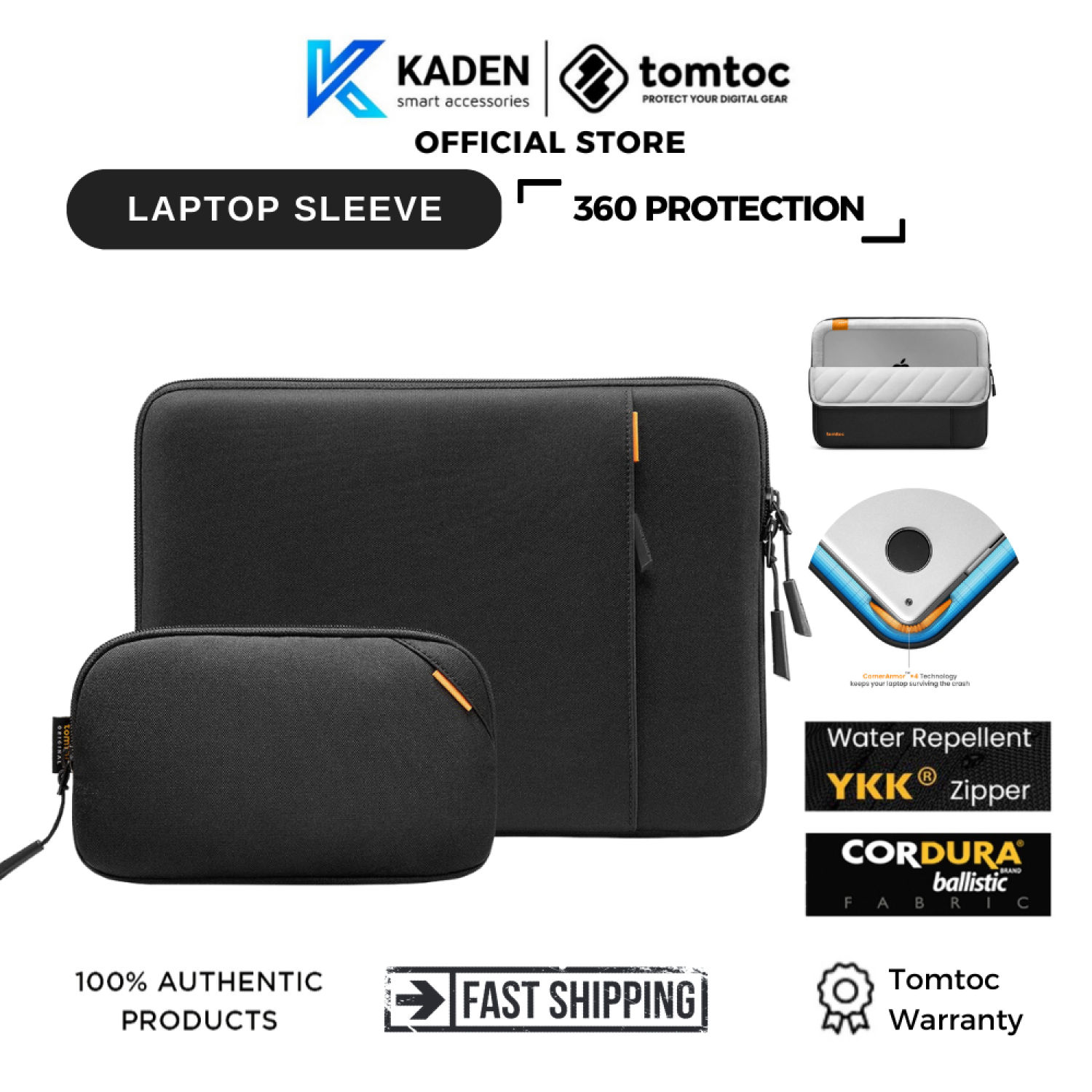 Túi chống sốc TOMTOC 360* Protective kèm túi phụ kiện cho Macbook Pro 13"/14”-A13- Hàng chính hãng