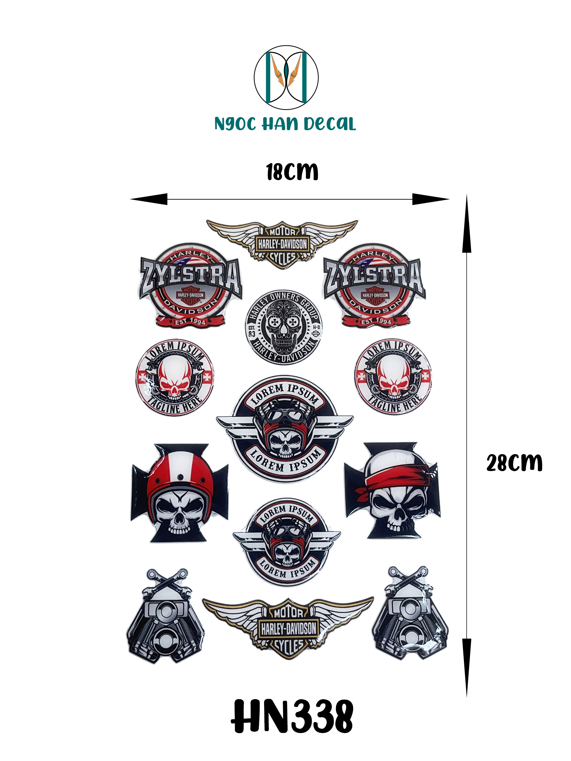 Tem nổi harley đầu lâu siêu chất