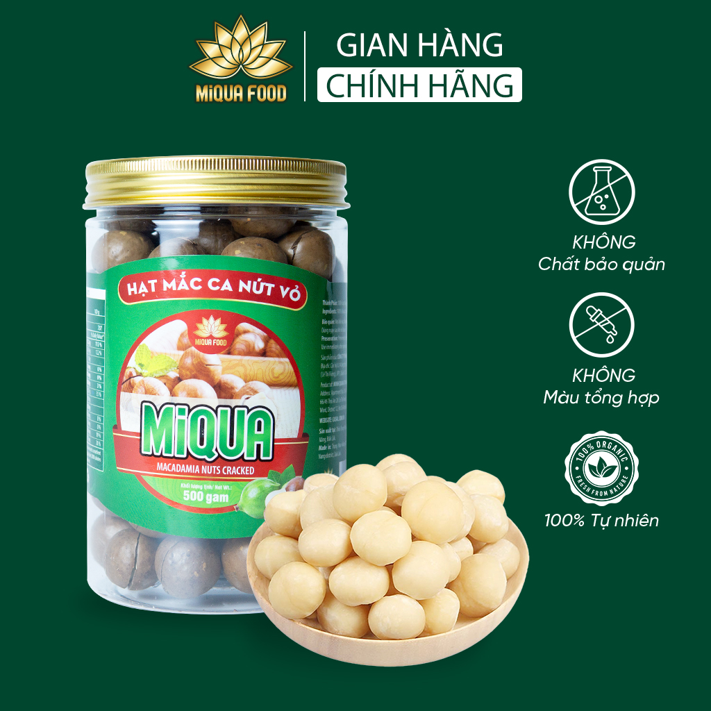 Hạt mắc ca nứt vỏ miqua hộp 500gr
