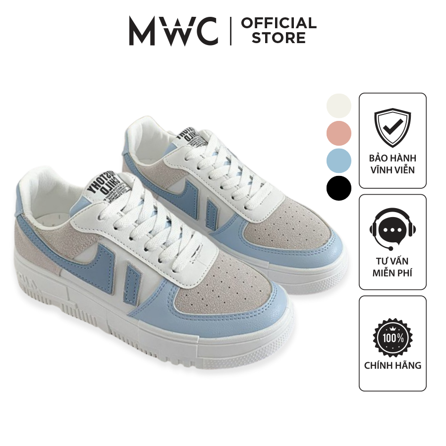 Giày Thể Thao Nữ thời trang giày sneaker da đế cao trẻ trung thời thượng MWC NUTT- 0599