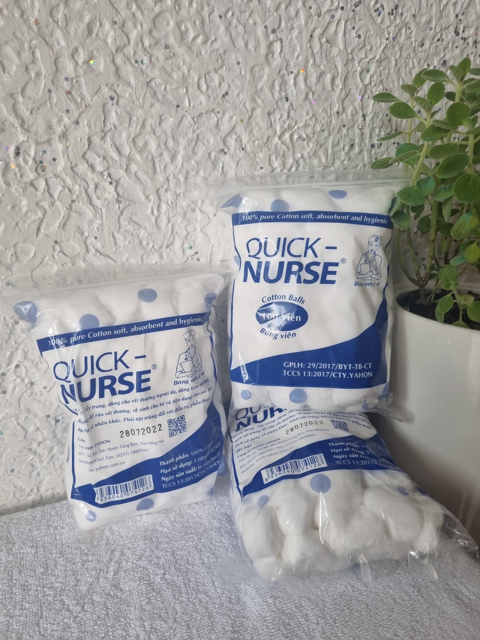 Bông viên y tế quick nurse - túi 100 viên