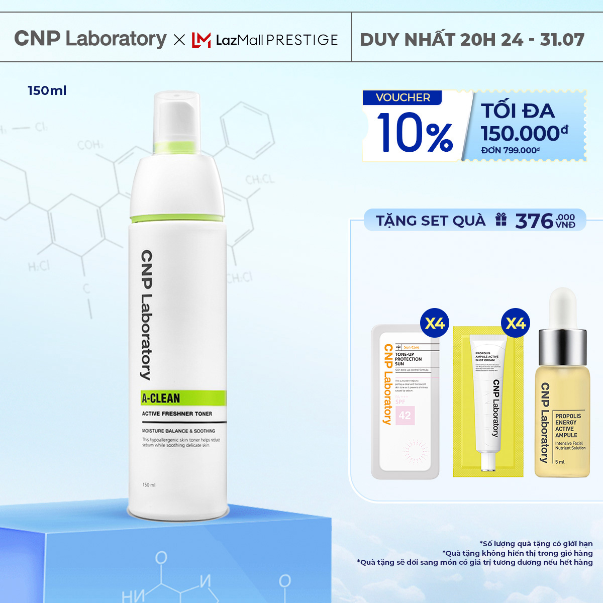 Nước cân bằng ngừa mụn dạng xịt CNP Laboratory A-Clean Active Freshner Toner 150ml