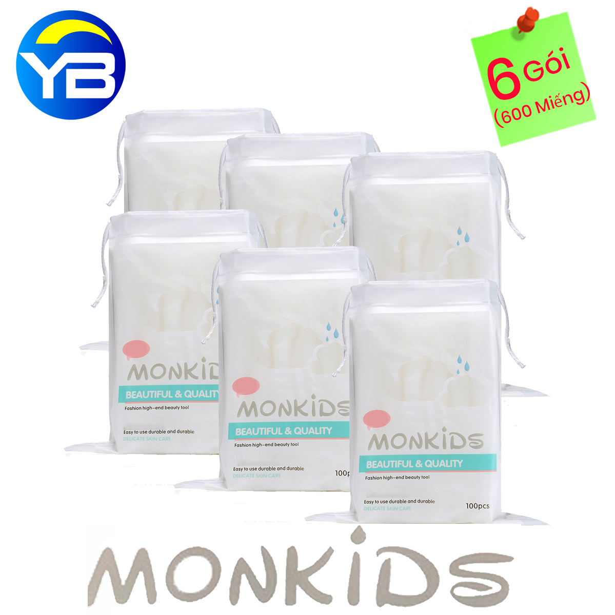 Combo 6 Gói Bông Tẩy Trang Monkids 100% cotton