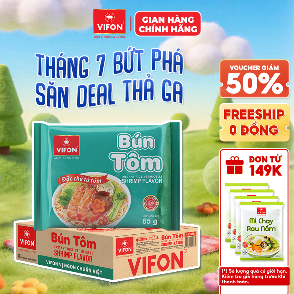 Thùng 30 gói/ set 5 gói bún tôm vifon 65g