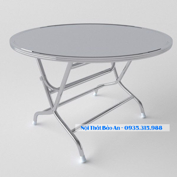 Bàn tròn inox 201 rộng 1m2 chân cao Bảo An chống gỉ , hàng loại 1 bao chất lượng, miễn phí vận chuyển