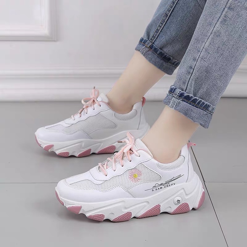 Giầy nữ snaker uzzang thể thao hoa cúc thời trang trẻ