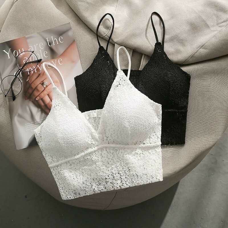 Áo bra 2 dây ren hoa dập nổi lưng thun sang chảnh SV50 Rose