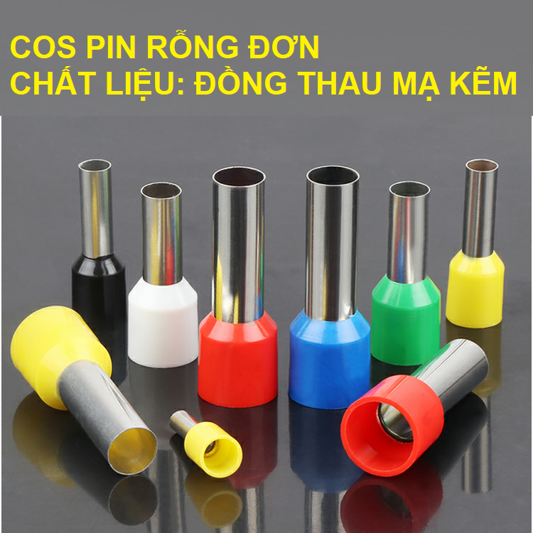 100 cái đầu cos pin rỗng e0.5-08; e0.75-08; e1.0-08; e1.5-08; e2.5-08; e4.0-09; e6.0-12; e10-12; e16-12