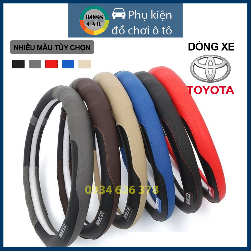 Bọc vô lăng ô tô sparco, bao da tay lái xe hơi, oto Toyota Vios, Wigo, Corolla , Camry, Innova, Fort