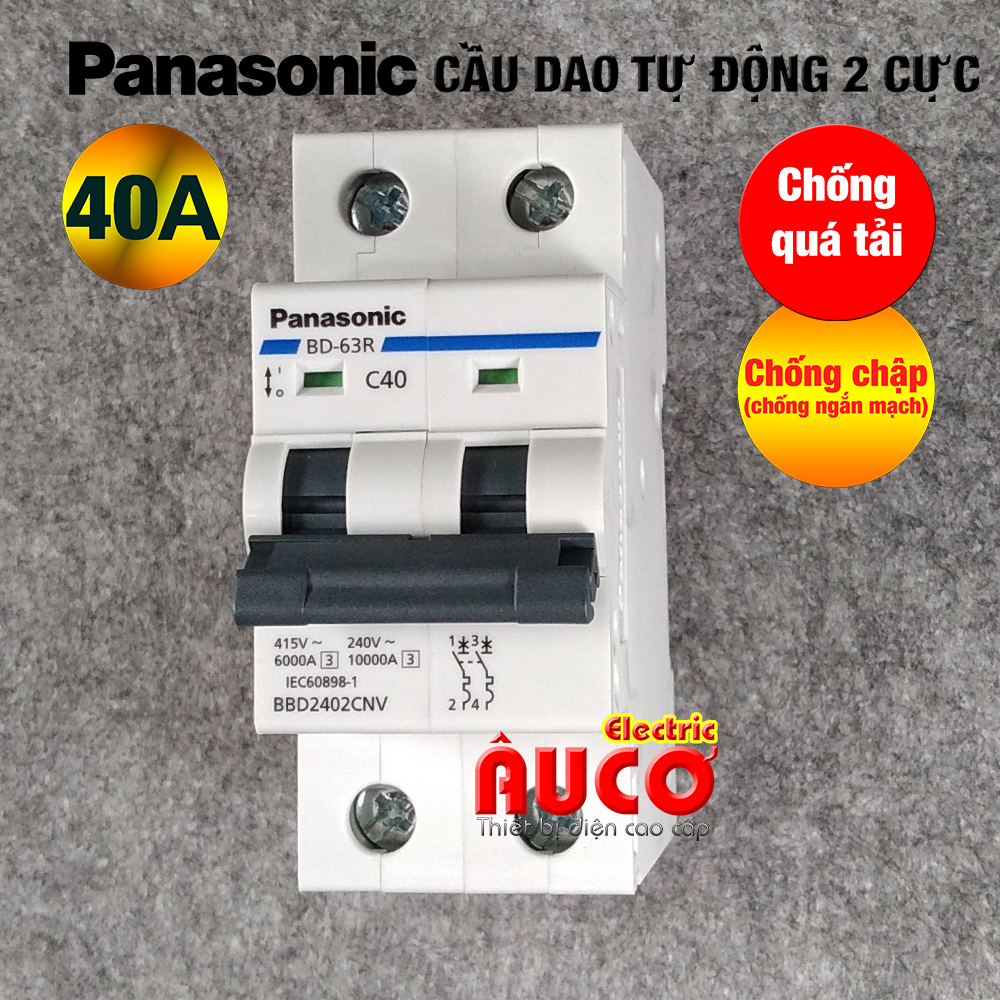 [40A] Cầu dao tự động bảo vệ quá tải & ngắn mạch PANASONIC 40A loại 2 cực