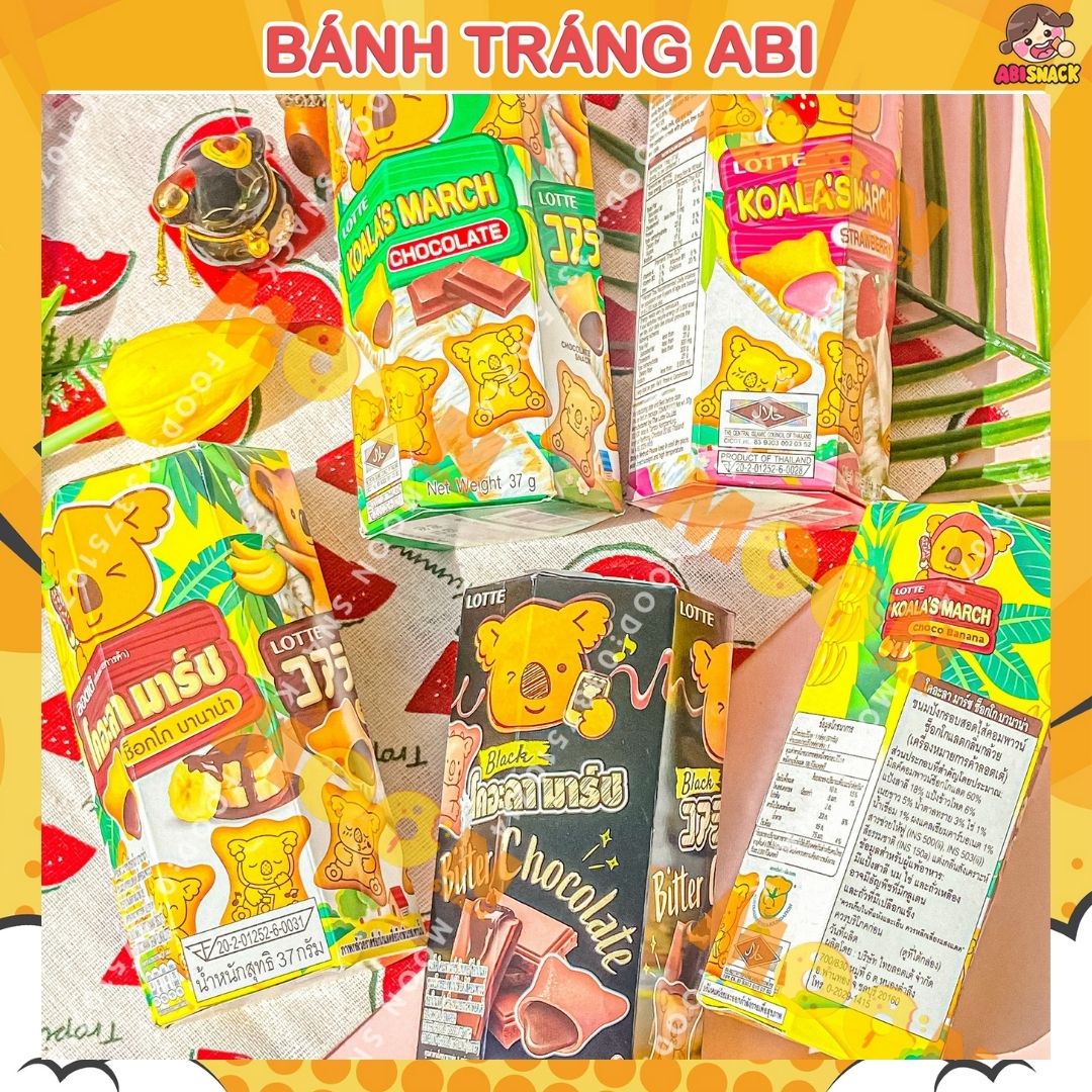 Bánh gấu nhân kem socola/dâu Lotte Koala's March hộp 37g