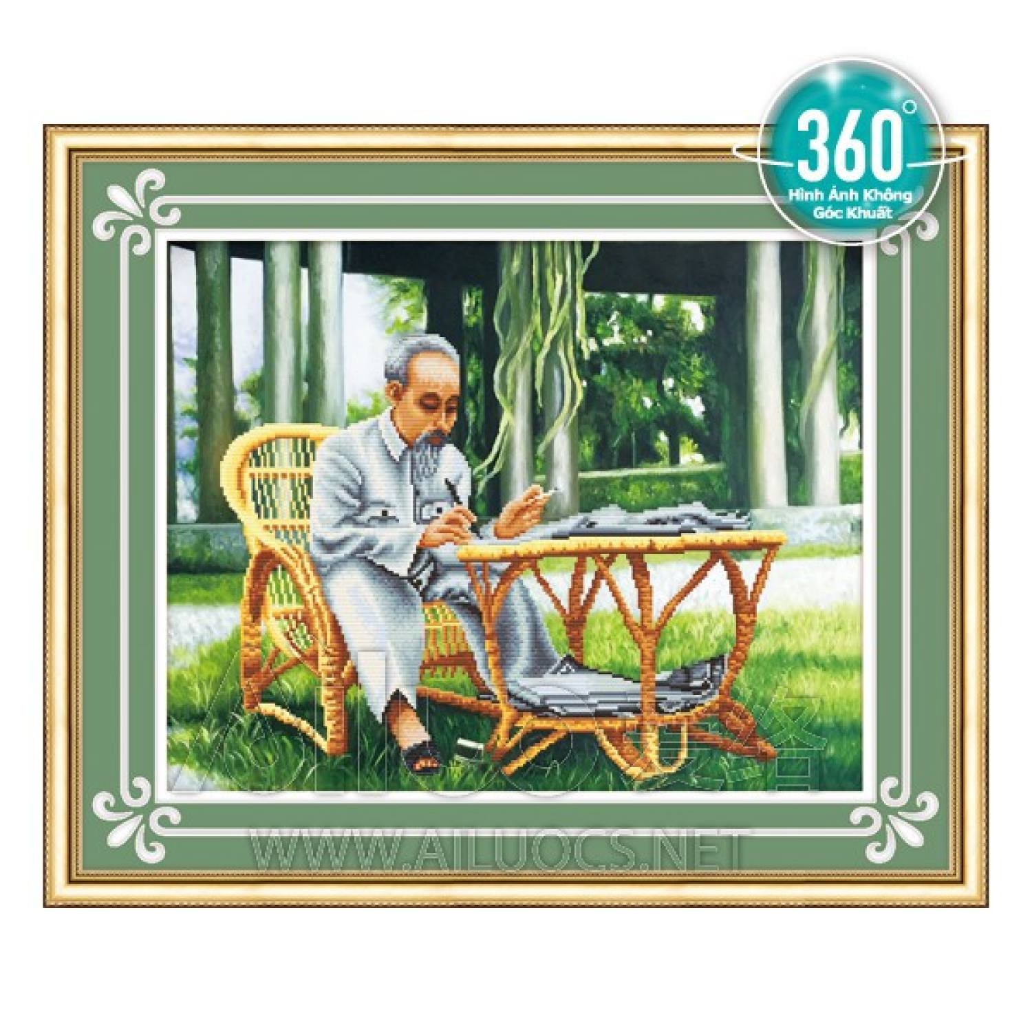 Tranh đính đá bác hồ kích thước : 73x60 cm