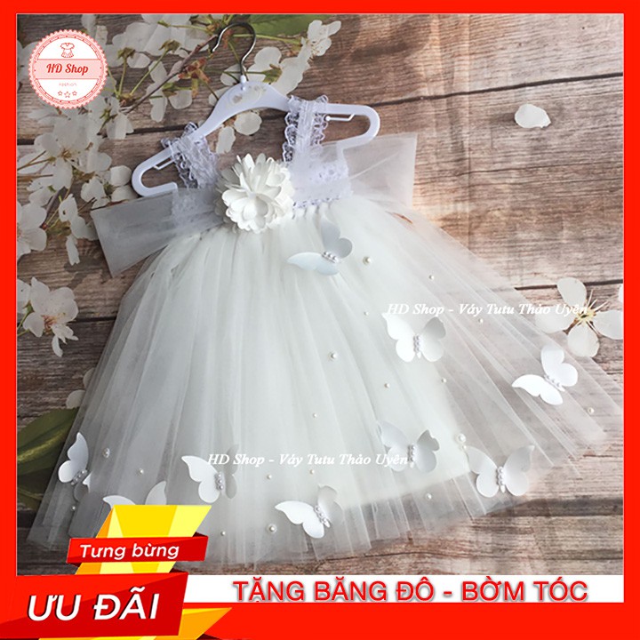Đầm cho bé gái 1 tháng tuổi / 5 tuổi, Đầm trắng cho bé gái