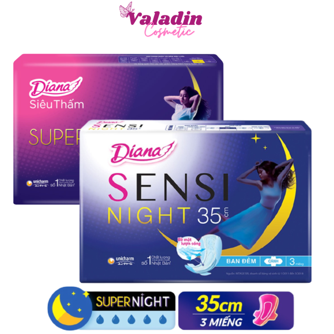 Sanitary napkins night Diana HCM Sensi cool fresh night 35cm -3 pieces BVS