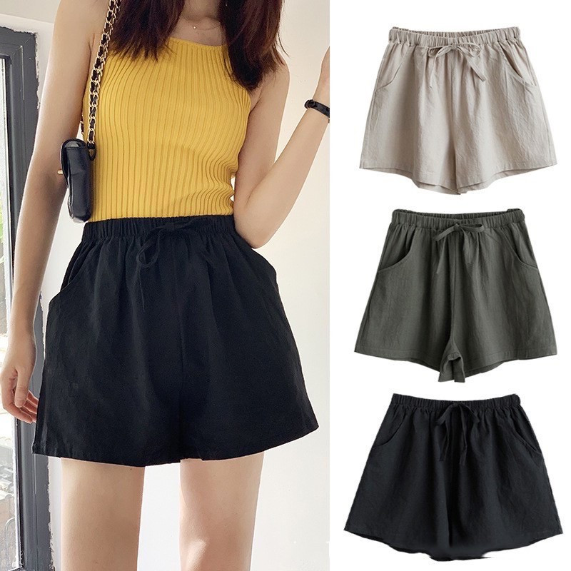 Quần Short nữ, quần đùi nữ, quần đũi hè nữ chất vải đũi mát lạnh