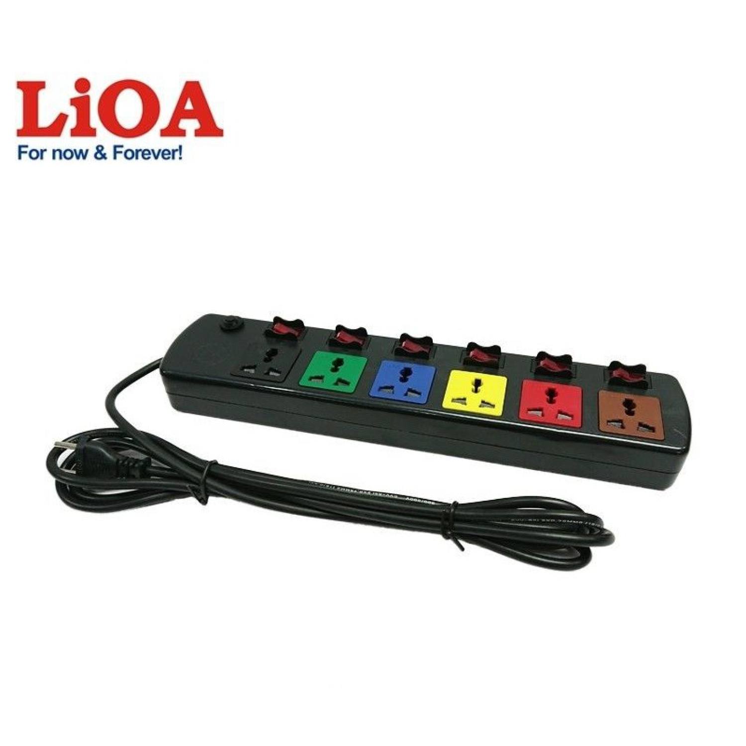 Ổ cắm kéo dài đa năng lioa - 6 ổ cắm 6 công tắc -2200w - bảo vệ quá tải - chính hãng