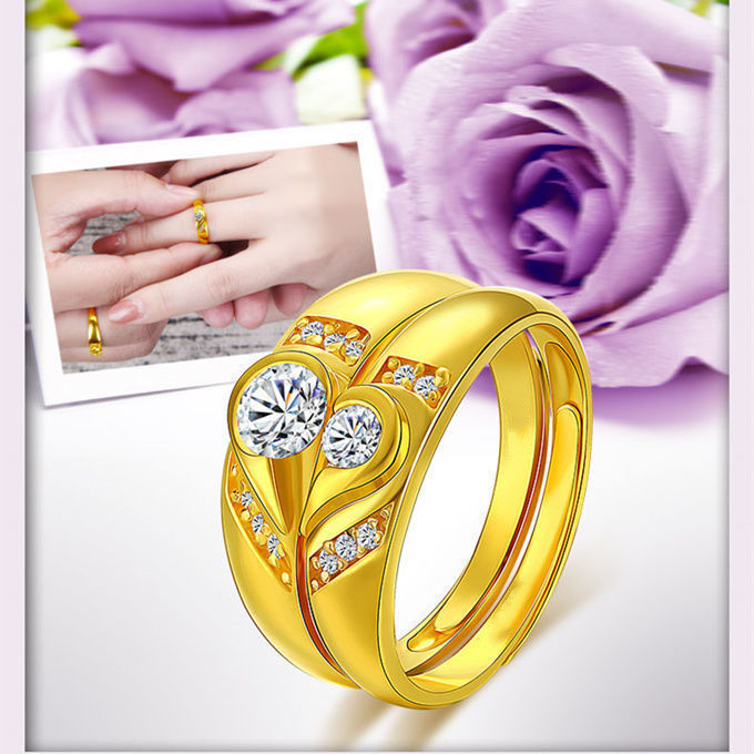 Nhẫn Đôi Nam Nữ Nhẫn Vàng Miễn Thuế Hồng Kông Mẫu Mới 520 Vòng Tròn Tình Yêu Nhẫn Nam Thời Trang Tặng Người Yêu