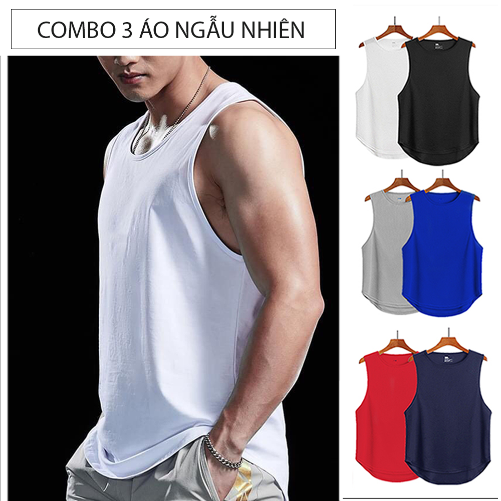 [COMBO 3] Áo sát nách thể thao nam tank top ba lỗ trơn nhiều màu phong cách hàn quốc mặc tập gym bóng rổ