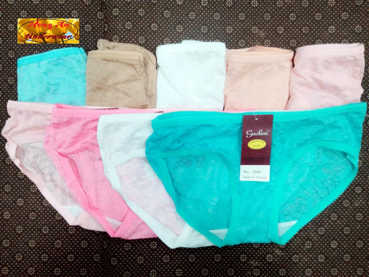 Set 10 quần lót thun lạnh hoa văn chìm 3242, combo 10 quần lót thun lạnh, quần lót thun thoáng mát, quần lót thun freesize từ 40kg đến 55kg