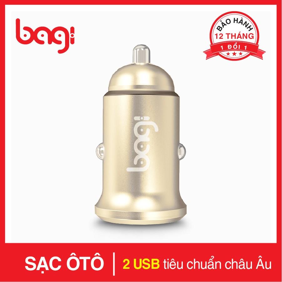 Cốc sạc ô tô bagi 5v-2.4a 2 cổng usb nhỏ xinh tiện lợi - bh 12 tháng